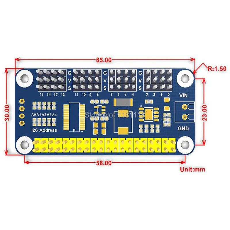 Плата сервопривода Raspberry Pi HAT (B) 16-канальный 12-битный интерфейс I2C | Компьютеры и