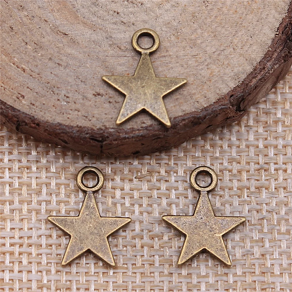

20pcs Diy Earrings Jewelry Accessories 15x12mm Pentagram Star Charms Zinc Alloy Antique Bronze Color