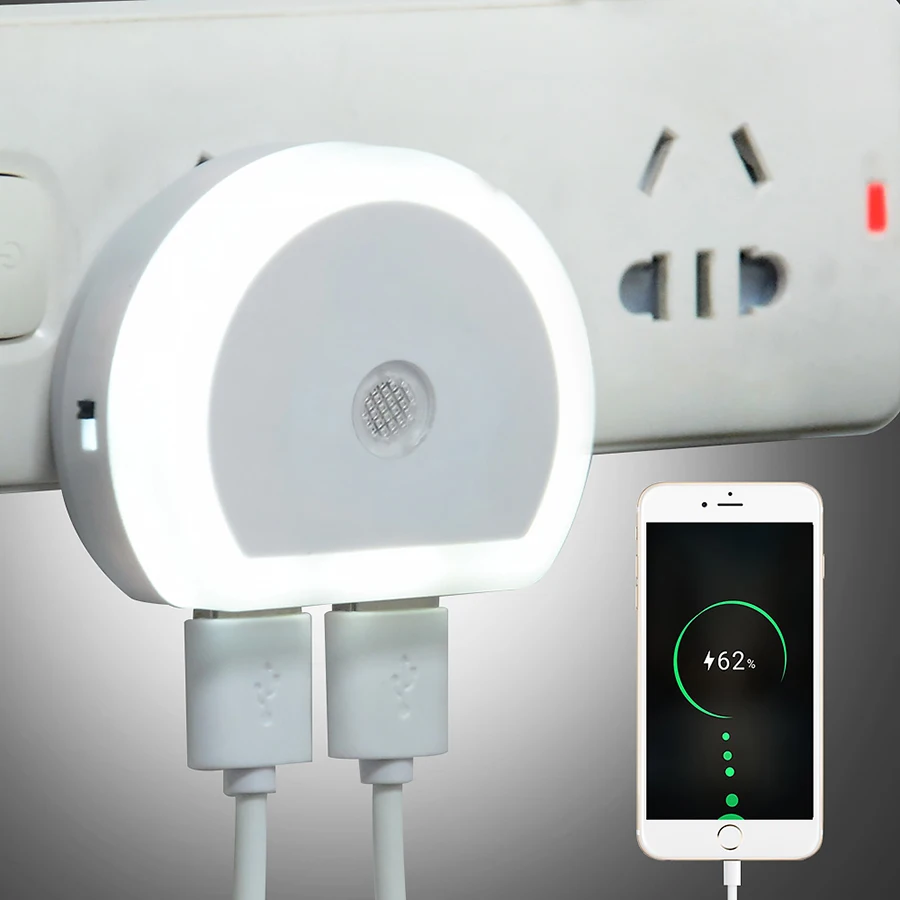 Thrisdar авто светильник Сенсор светодиодный Ночной с 2 Зарядка через usb Порты