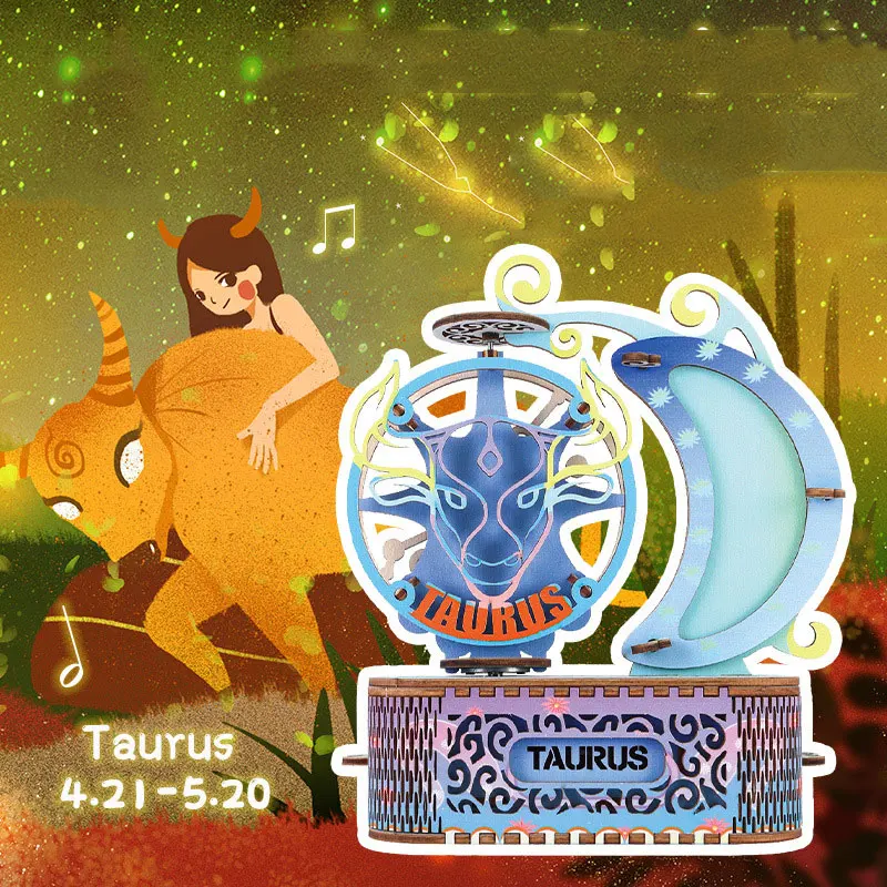 Деревянная музыкальная шкатулка с двенадцатью созвездиями 3d украшение сделай