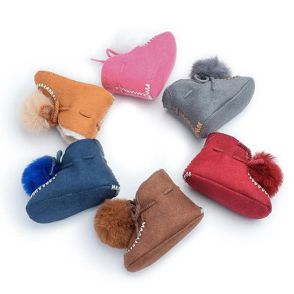 

JOCESTYLE Baby Prewalker Winter Boots Infant Cartoon Pompon Warm Shoes First Walkers Dropshipping