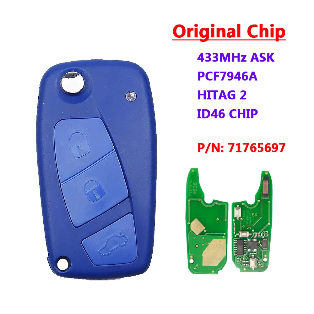 Пульт дистанционного управления с 3 кнопками 433 МГц голубой цвет для ключа FIA 500 Panda