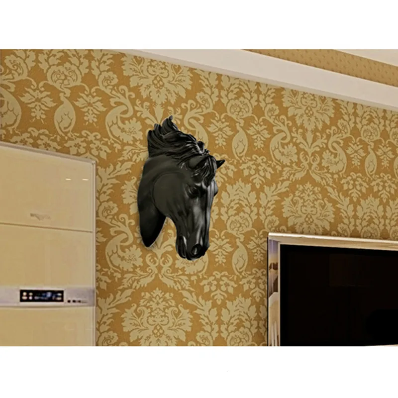 Голова лошади, настенные украшения, 3D Животные, художественная скульптура, фигурки из смолы, ремесло, для дома, гостиной, настенные украшения