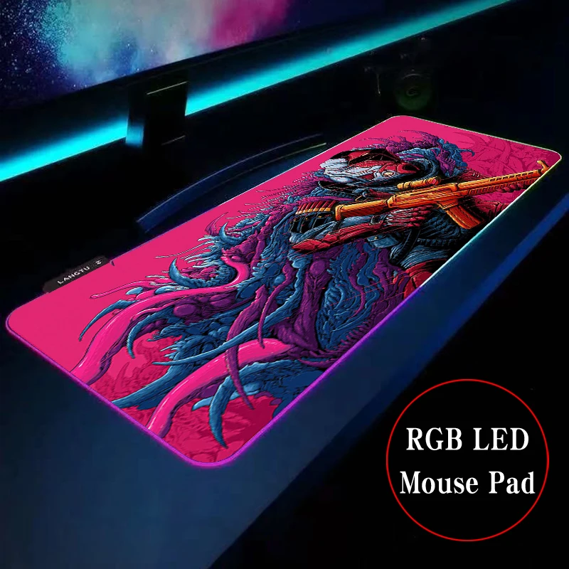 

Hyper beast pattern design Anime RGB Gaming Mouse Pad Gamer Keyboard Desk Non-slip Rubber LED Mouse Mat