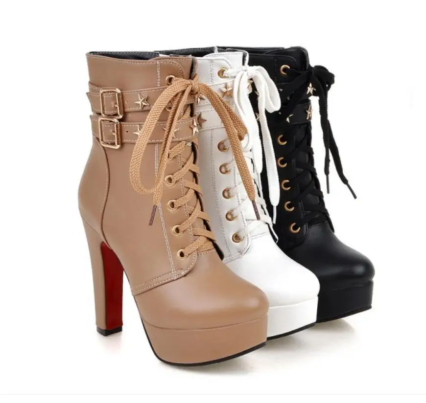 

Женские зимние сапоги, высокие грубый каблук с круглым носком, размер 34-39