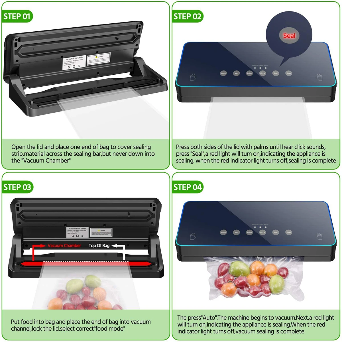 

2021 Upgraded Automatic Vacuum Sealer Machine Food Packaging Vacuum Food Sealing Machine Packer 220V/110V LED For Food Storage