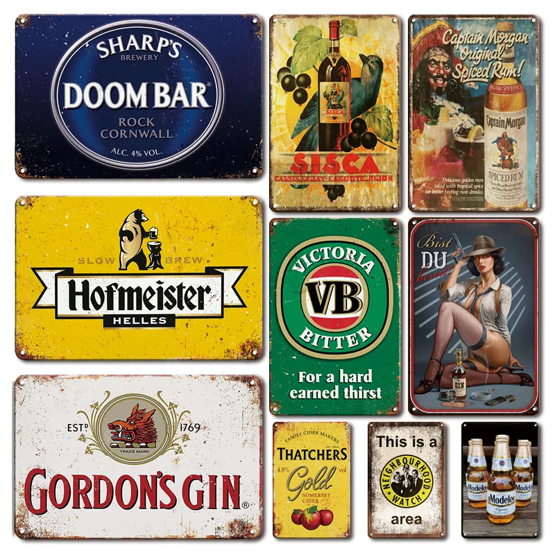 

Vintage Rum Beer Metal Sign Home Decoration Accessories Retro Whiskey Poster Tin Plate Signs Kitchen Bar Pub Decor Plaques