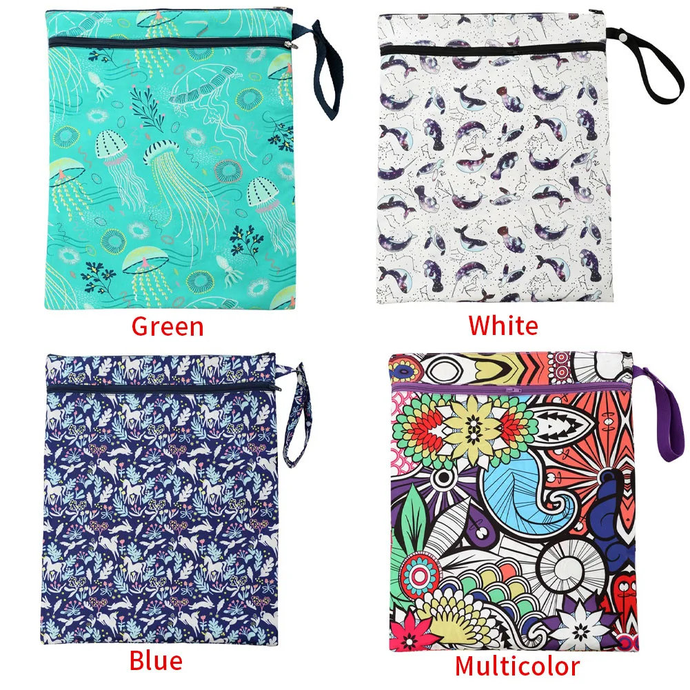 

Polyester Organizer Baby Infant Portable Washable Waterproof Reusable Diaper Bag Daily Hanging Double Zippered Printed