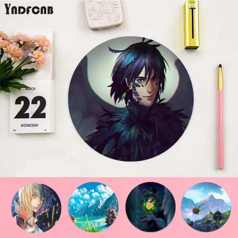 

YNDFCNB Vintage Cool Howl's Moving Castle Beautiful Anime round Mouse Mat gaming Mousepad Rug For PC Laptop Notebook