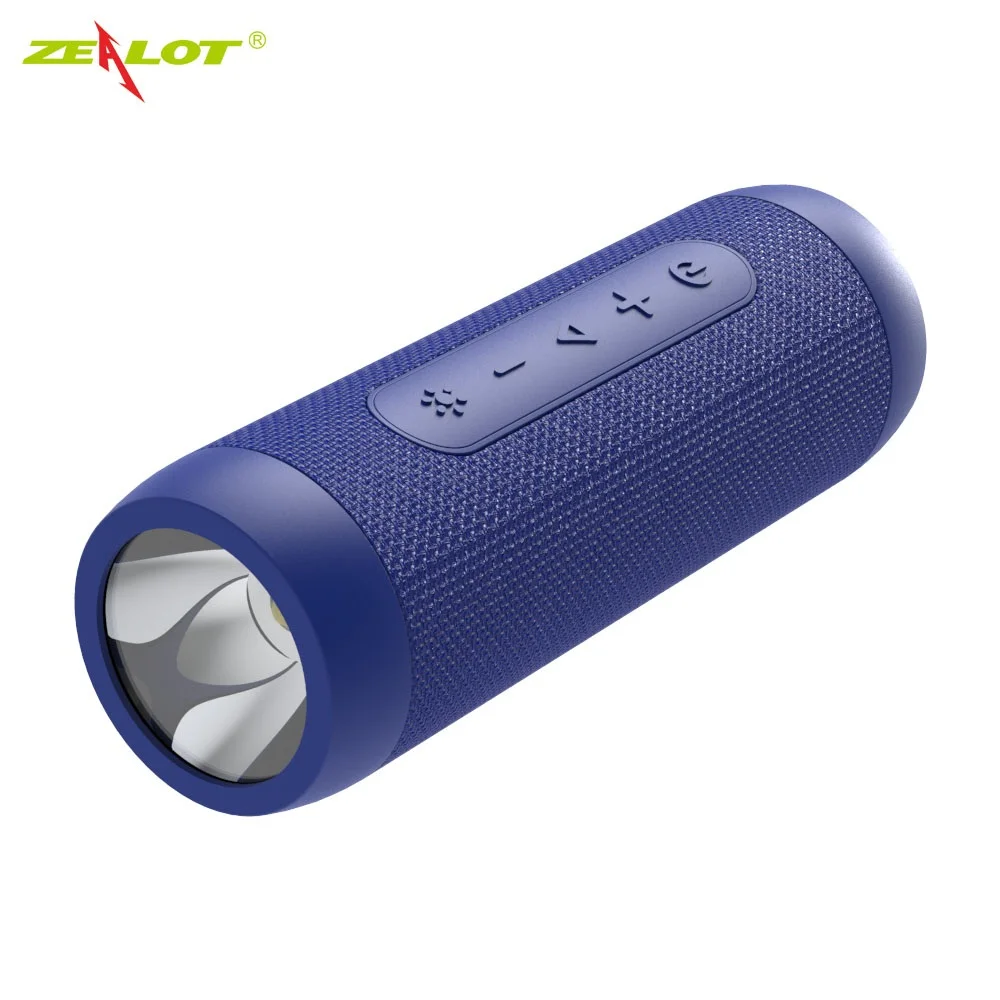 Blue Zealot S22 Колонка Bluetooth динамик fm-радио маленький беспроводной портативный динамик Бумбокс с фонариком+ внешний аккумулятор, поддержка TF карты - Цвет: Blue