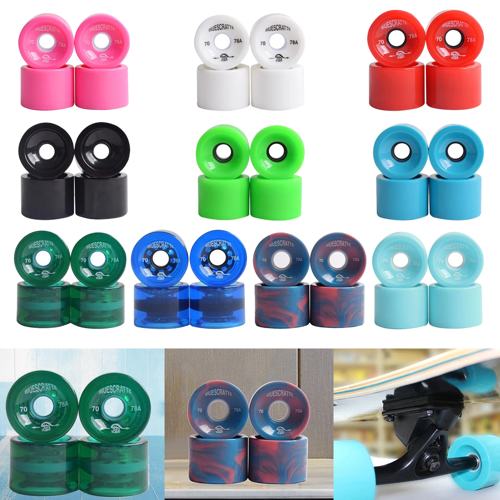 

4 шт. колеса для скейтборда 51 мм x 70 мм Твердость ПУ Скейтборд 78A колеса для Лонгборда для улицы лонгборд скейт колода круизер колеса