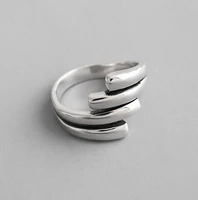 personality 925 sterling silver rings retro multi layer misaligned female ring vintage style ring silver 925 jewelry