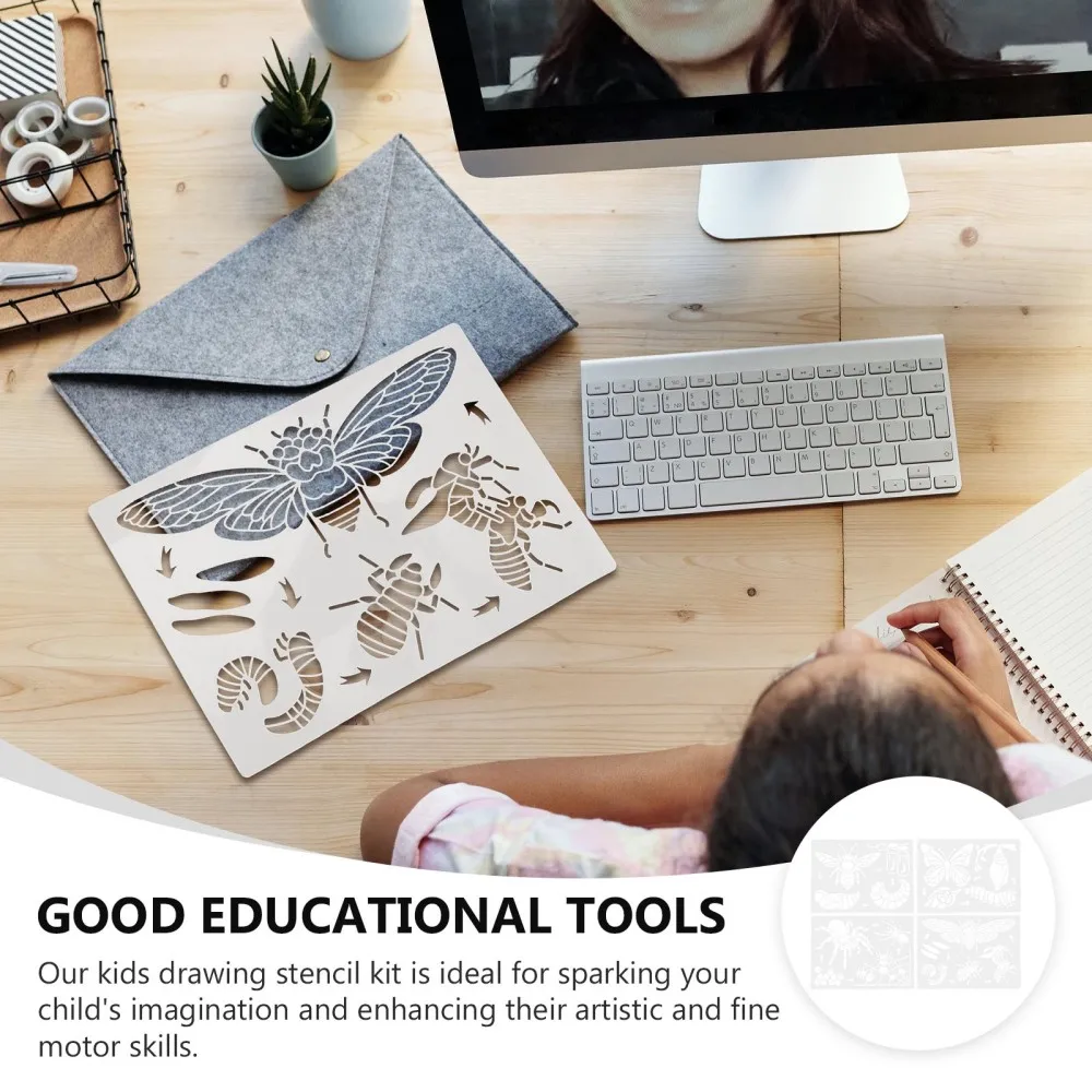 

8 Sheets Insect Growth Cycle Painting Templates Kids Drawing Stencils for DIY