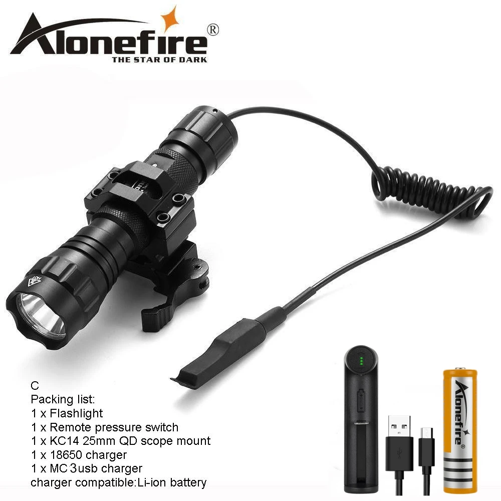 AloneFire 501Bs тактический фонарь T6 L2 вспышка 501B светодиодный для охотничьей винтовки +