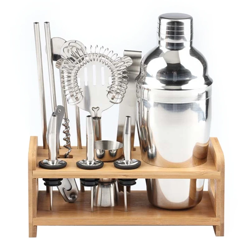 

Набор бармена, с бамбуковой подставкой для хранения, набор для коктейлей, барные инструменты, инструменты для смешивания бармена (13 шт.)