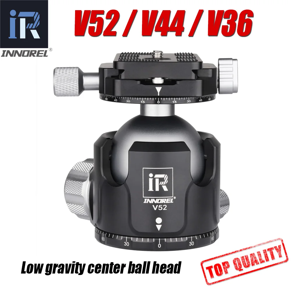 INNOREL V52 / V44 / V36 Tripod Low Gravity Center Dual Panoramic Ball Head for Digital SLR Cameras, with Quick Release Plate