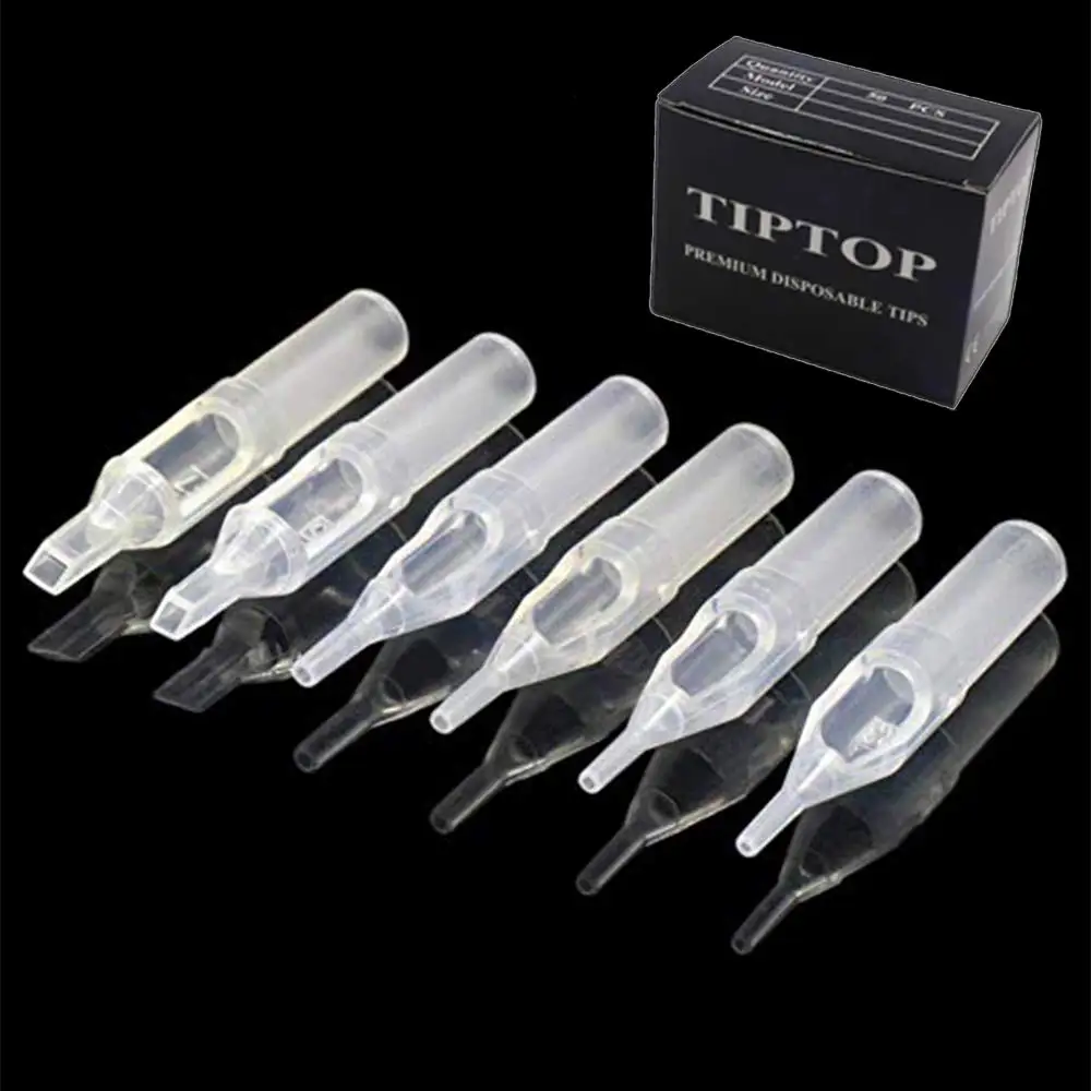 

PEPAX 100pcs Assorted Size Tattoo Tips Tubes 7D tips for Tattoo Needles Round Diamond Flat/Magnum Sterilize Tips Grips Supply