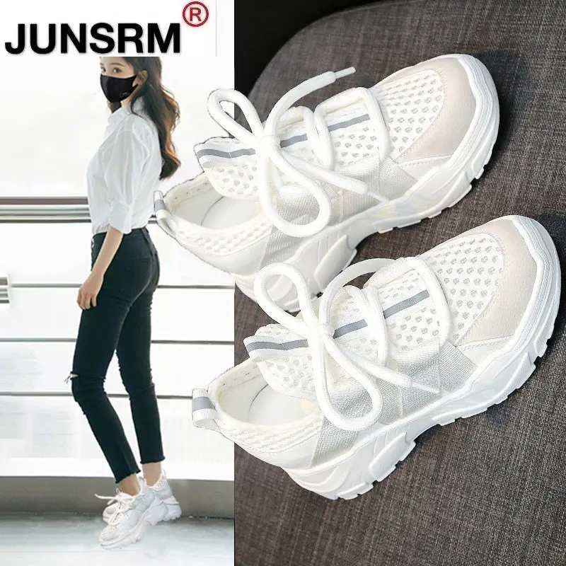 

2021 Autumn Women Breathable Mesh Women's Shoes Thick-soled Shoes Women's Sneakers Non-slip Color Matching Walking Shoes Woman
