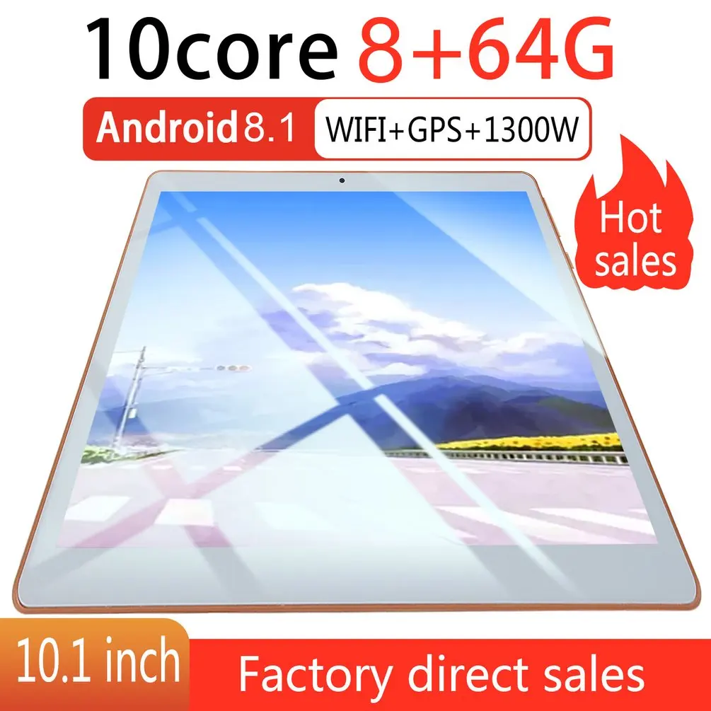 

New KT107 Plastic Tablet 10.1 Inch Large Screen Android 8.10 Version Fashion Portable Tablet 8G+64G White Tablet White US Plug