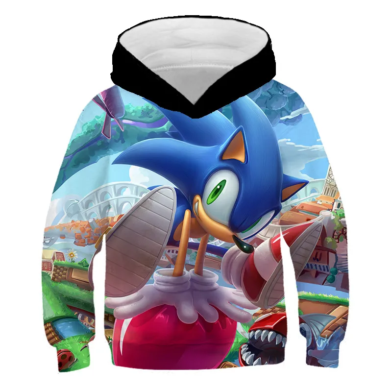 

2020 New Sonic Autumn Children's Sweater 3D Cartoon Print Short Boy Girls Sweatshirt Polyester Pullover Children's Clothes 4-14T
