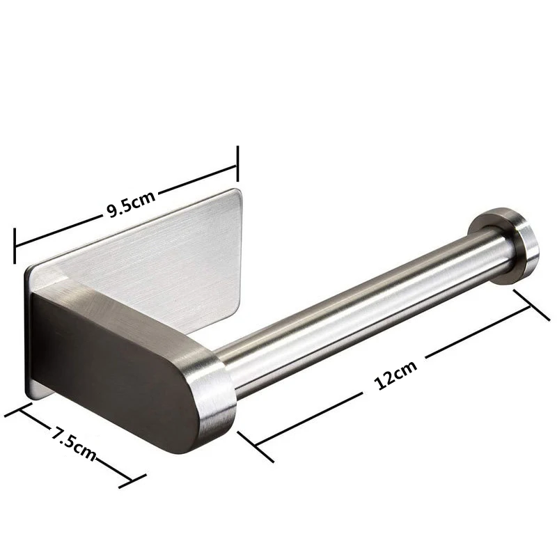 

Stainless Steel Wall Toilet Paper Roll Holder Black Silver Self Adhesive Toilet Paper Holder for Bathroom Stick Wall Towel Rack
