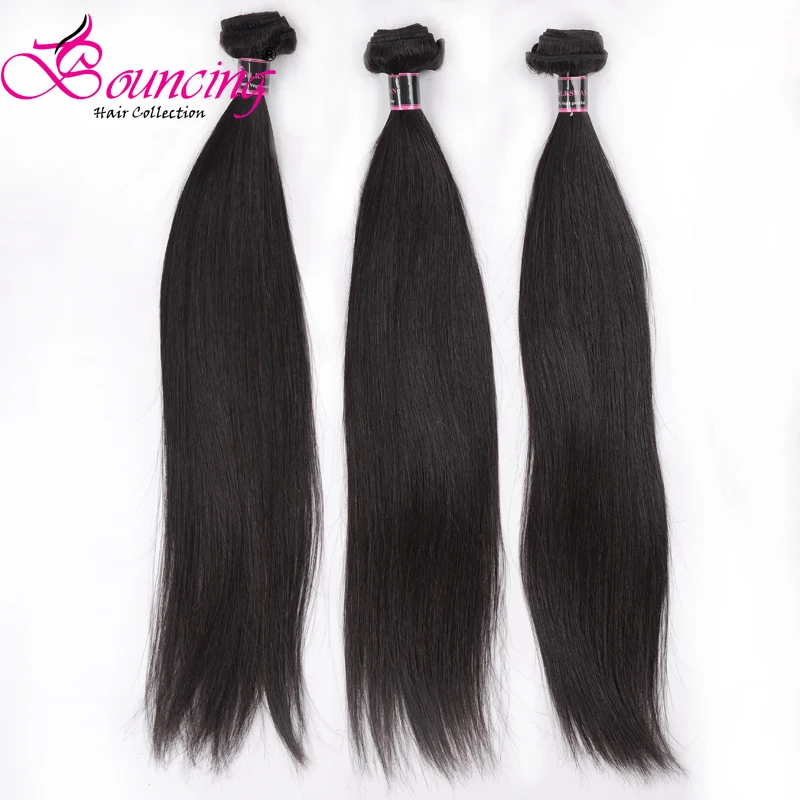 Прыгающие волосы бразильские человеческие волосы remy 10-40 дюймов Пряди с закрытием с детскими волосами прямые волосы плетение для женщин низкое соотношение