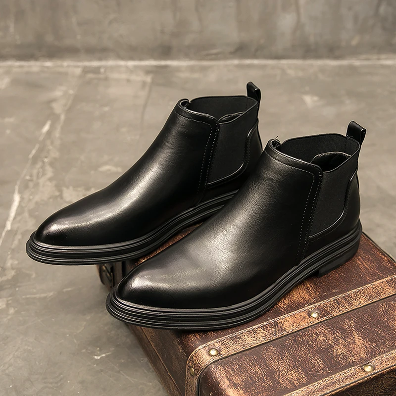 

Yomior Autumn Winter Newest Designer Men Shoes British High Quality Pointed Toe Dress Ankle Boots Fashion Business Chelsea Boots