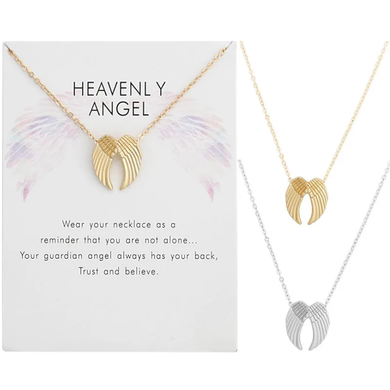 

European Most Popular Necklace Angel Wings Wish Card Jewelry