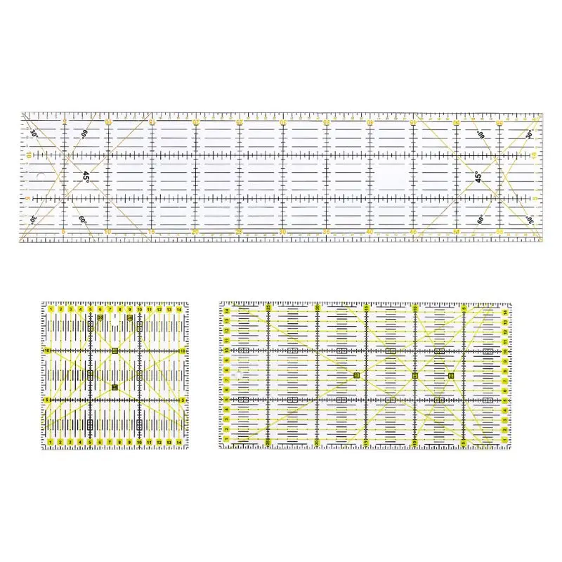 

3pcs Square Rectangle Clear Quilt Quilting Ruler Patchwork Sewing Ruler Tool Set Craft DIY Dropshipping