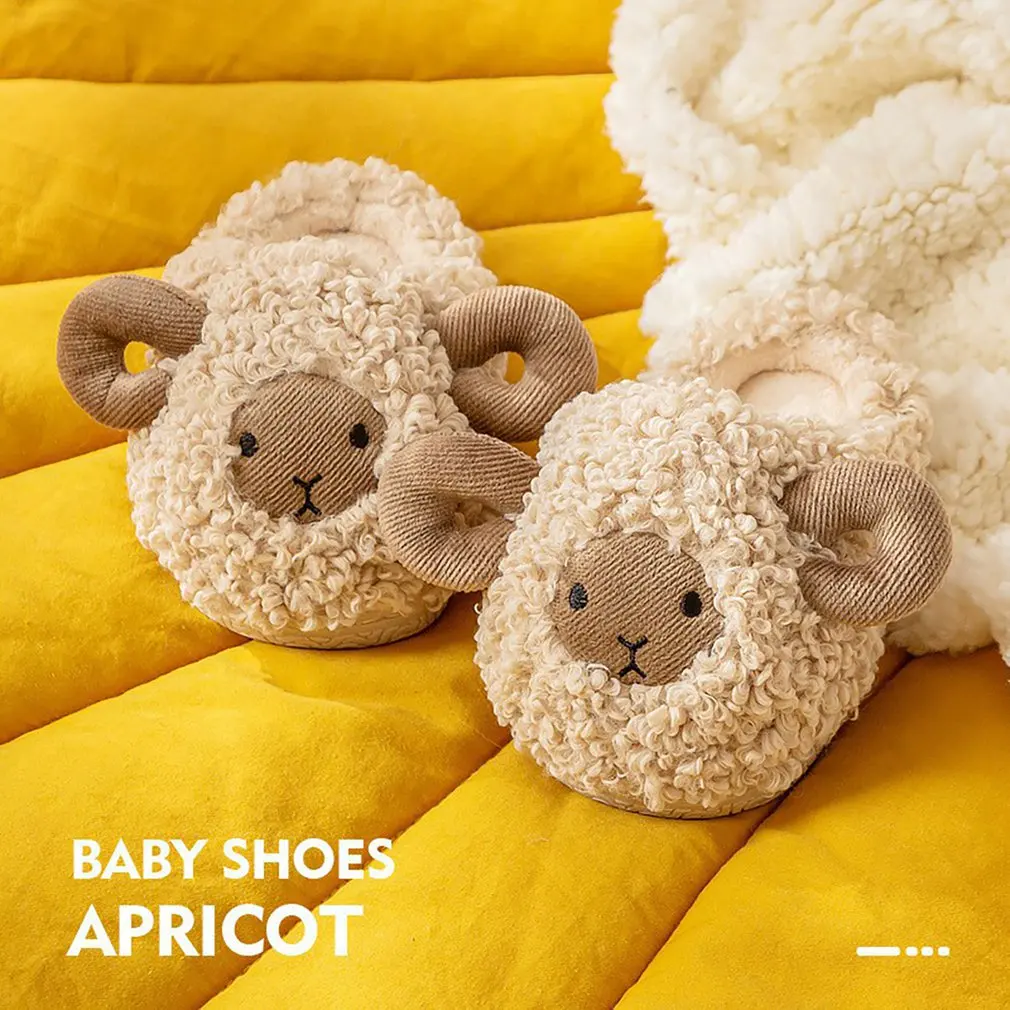

Baby Cotton Slippers Winter Children's Cute Sheep Slippers Plush Slippers Home Indoor Shoes Furry Kids Slippers