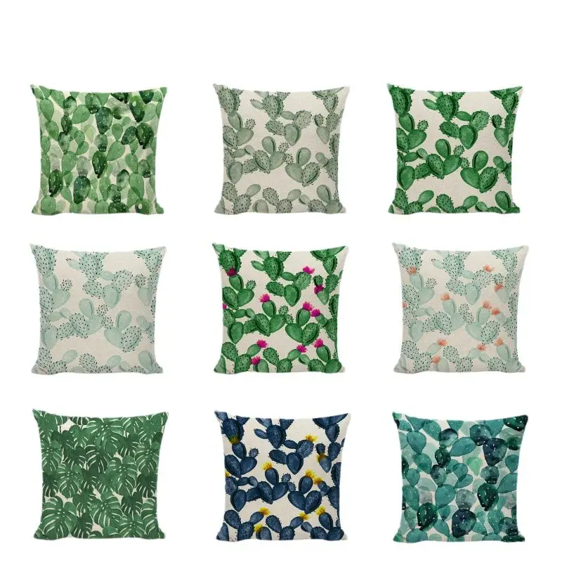

Наволочки для диванных подушек с принтом зеленых растений, тропические листья, кактус, цветы, чехлы для подушек, декор для сада, дома, автомо...