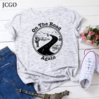 JCGO Летняя женская футболка S-5XL размера плюс хлопок Графический дорожный принт с коротким рукавом женские футболки и топы в стиле кэжуал женская футболка с круглым вырезом