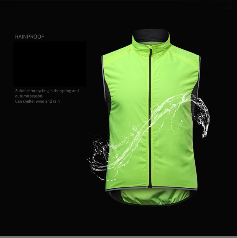 2019 ветрозащитный велосипедный жилет Мужская дышащая Светоотражающая ветровка