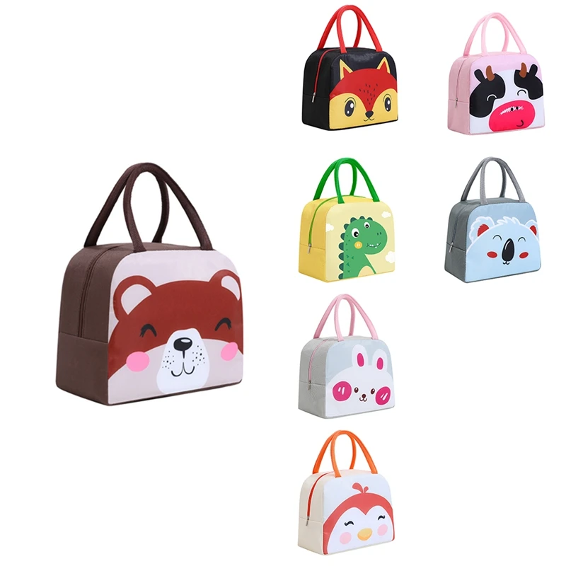 

Reusable Insulated Cooler Lunch Bag For Adult & Kids Cute Portable Carry Case Waterproof Bag Multi-Pocket Containers