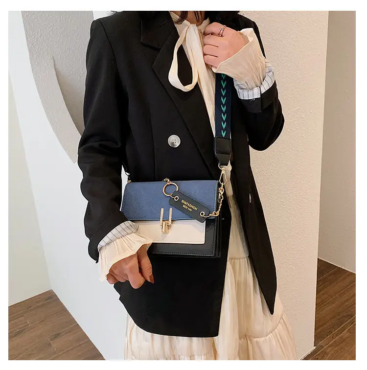 

2021 New Handbags for Women Fashion Ins Ultra Fire Retro Wide Shoulder Strap Female Messenger Bags Lady Simple Crossbody Bags