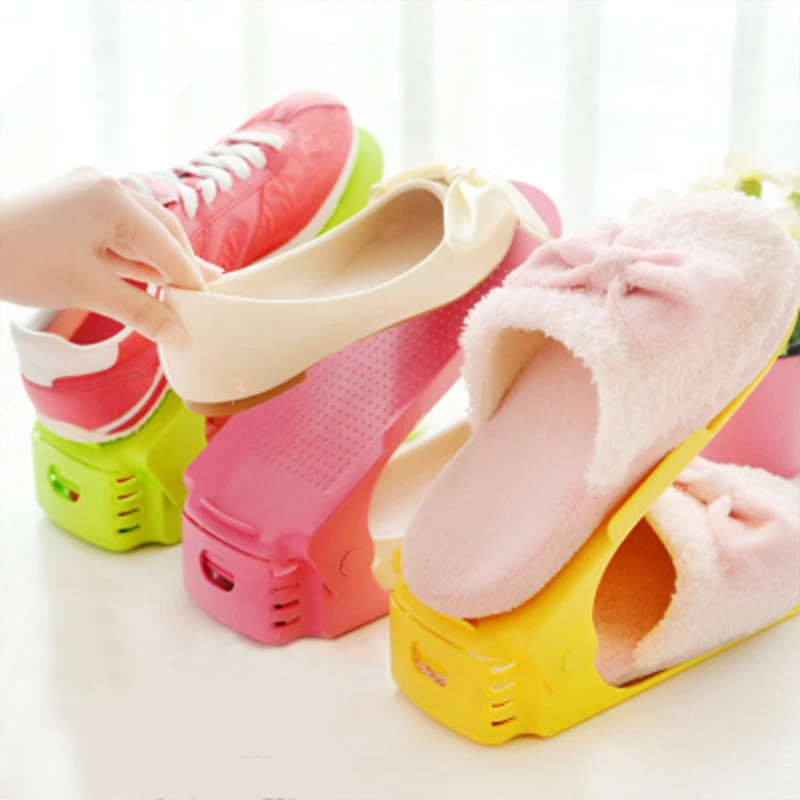 Регулируемый органайзер для обуви двойная полка хранения 10 шт. экономия места в