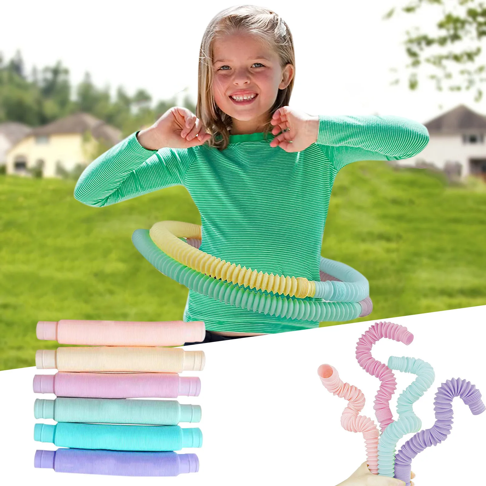 

Fun Pull Telescopic Bell Sensory Toys Sensory Stretch Sound For Color Fidget Toy Anti-stress Children's Pops Squishy Fidget Toy