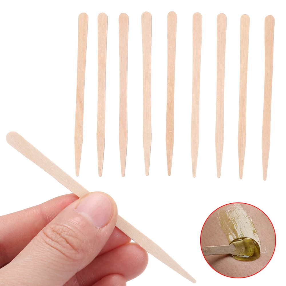 

100PCS Disposable Wooden Waxing Stick Wax Bean Wiping Wax Tool Wax Spatulas Hair Removal Cream Applicator Bar Body Beauty Tools