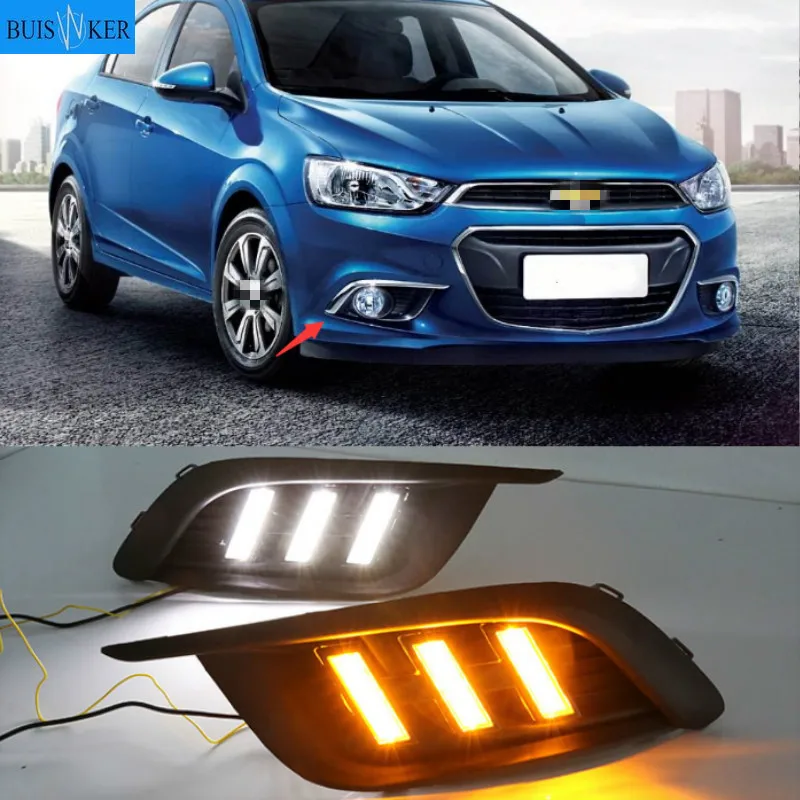 Дневные ходовые огни 1 пара для Chevrolet Chevy AVEO Sonic 2014 2015 светодиодный ные дневные