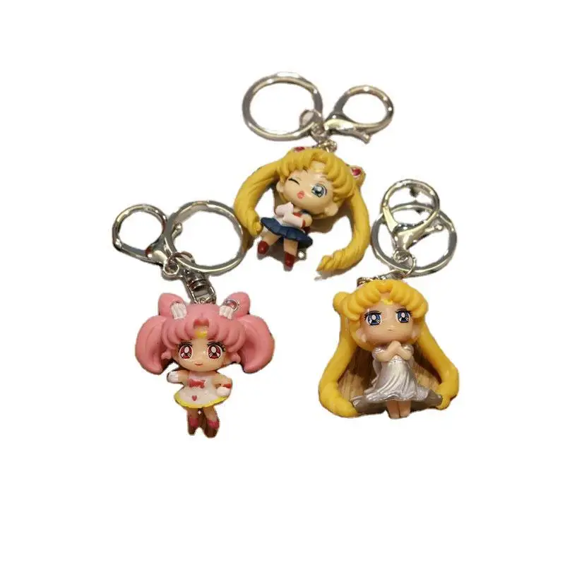 

Sailor Moon Anime Cosplay Keychain Kawaii Accessories Ladies Bag Ornaments Car Bell Resin Key Chain Ring Gift