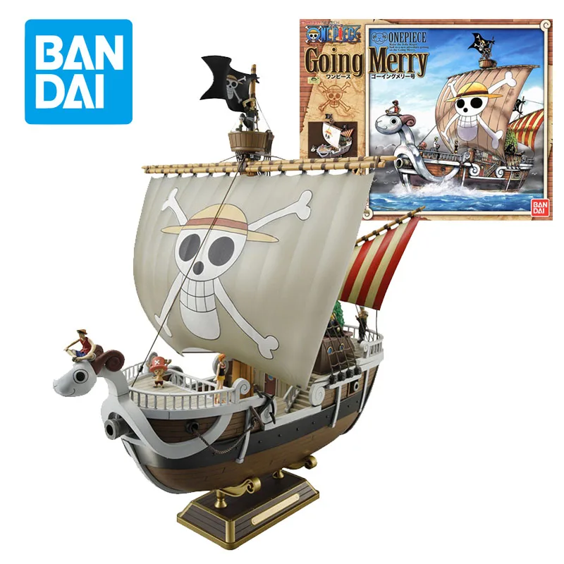 

28Cm Bandai One Piece Monkey D.Luffy Going Merry ABS Anime Figure Assembly Model Collection Assembling Big Pirate Ship Toys Gift