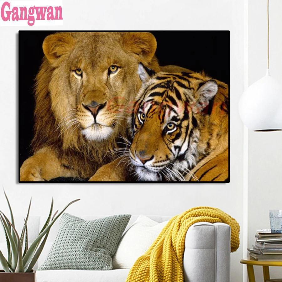 

Full Square/Round Drill "Animal lion tiger" 3D Embroidery Cross Stitch 5D DIY Diamond Painting Home Decor wild animals painting