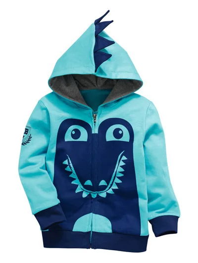 Толстовки с капюшоном для мальчиков с изображением животных; весенне-осенняя одежда для детей; пальто на молнии с изображением динозавра; детский модный свитер; Одежда для маленьких мальчиков 2-6 лет