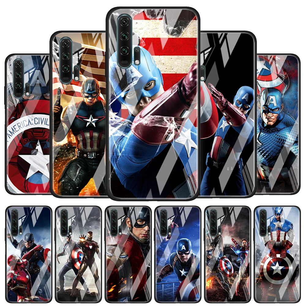 

Captain America Marvel for Honor 30 20 10 9X Pro Plus Lite 8X Huawei Y8P Y6P Y5P Y9 Y7 Y6 2019 Tempered Glass Phone Case