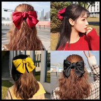 2020chiffon big large bow barrettes for women hairpin satin trendy elastic hair rope ponytail clip lady hairgrip hair accessorie