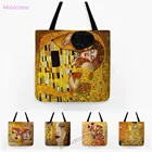 Холщовая Сумка для покупок с изображением Густава Климта, водостойкая