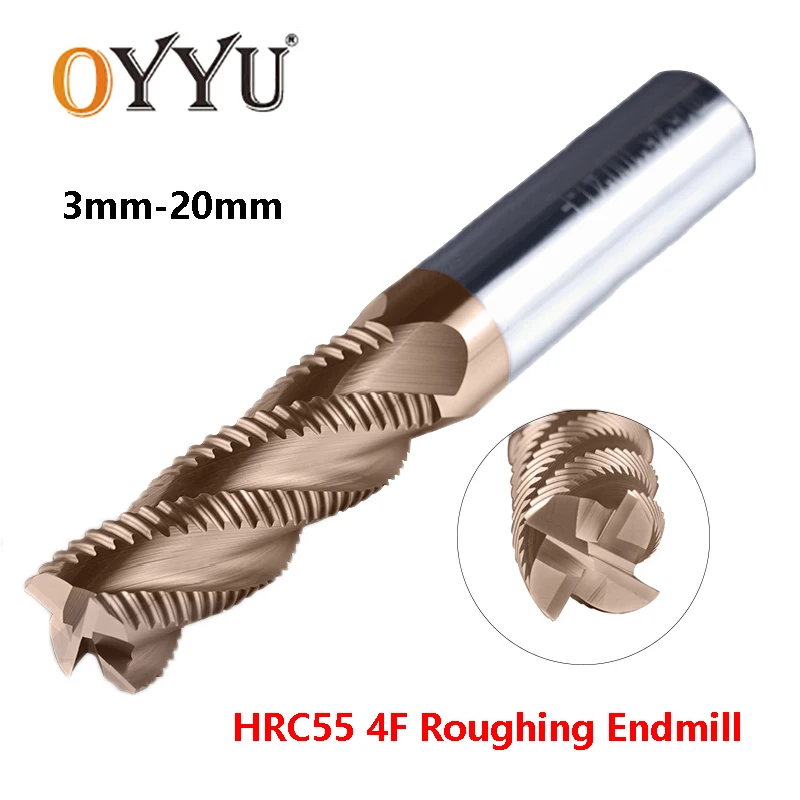 

Oyu концевые фрезы HRC55 4 Флейта прямой хвостовик Вольфрамовая сталь грубый Фрезерный резак твердосплавная фреза 3-20 мм