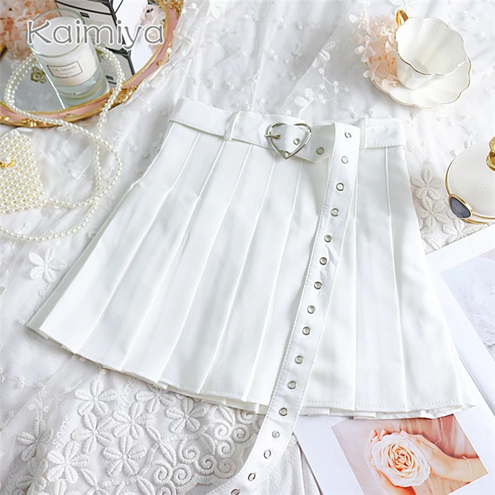 

Gothic Underskirt Saias New preppy style women skirt uniform kawaii high waist pleated skirts female send belt Free shipping