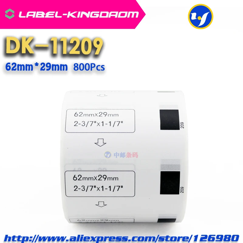 6 рулонов совместимых DK-11209 этикеткой 62 мм * 29 800 шт. совместимы с принтером Brother Label