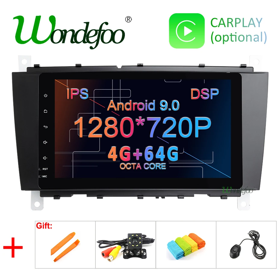 DSP ips экран Android 9,0 4G 64G Автомобильный радио gps для Mercedes Benz C Class W203 C200 C230 C320 CLK200 CLK350 CLK500 без DVD плеера